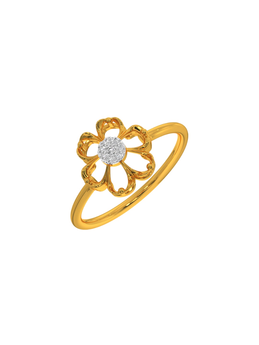 

KISNA DIAMOND AND GOLD JEWELLERY 18Kt Gold Plated Stone Studded Finger Ring -0.03 CT