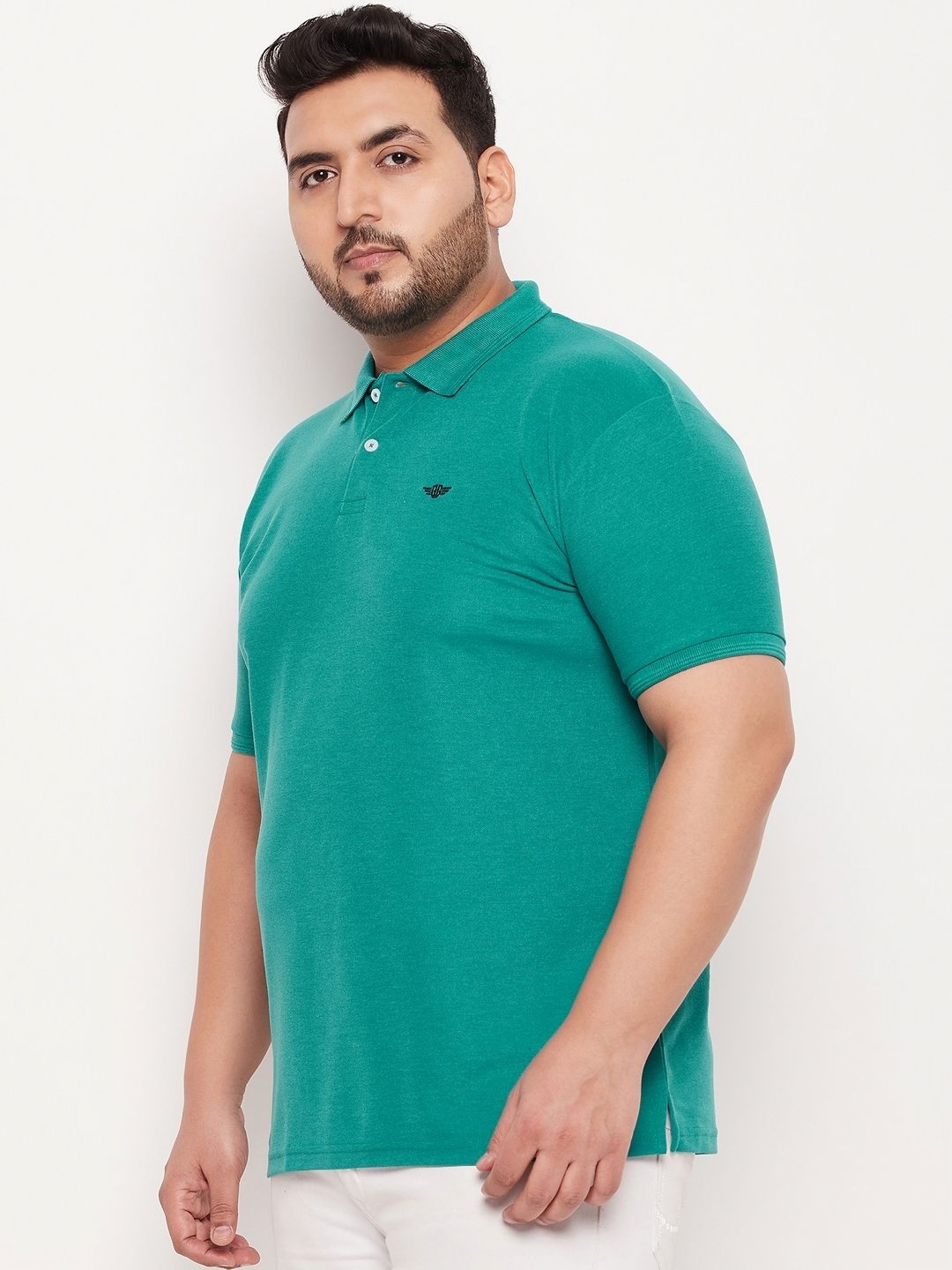 

GET GOLF Men Plus Size Solid Polo Collar Cotton T-shirt, Green