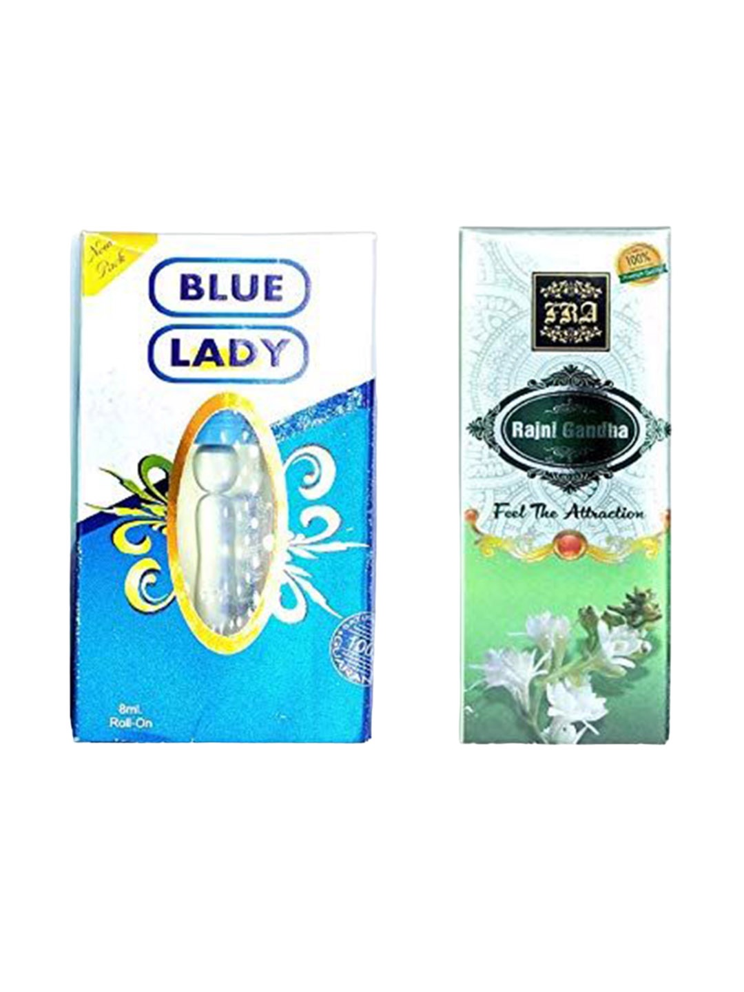 

RAVIOUR LIFESTYLE Set Of 2 Blue Lady & Rajni Gandha Attar - 8ml Each, Transparent