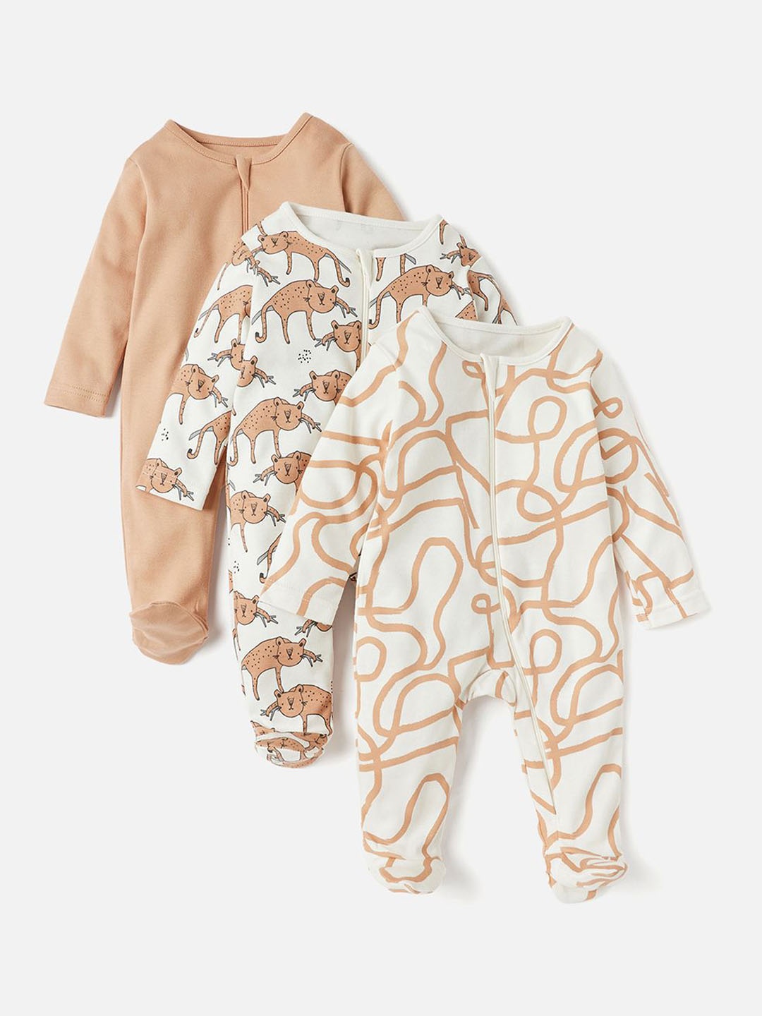 

Juniors by Babyshop Boys Cotton Sleepsuit with Zip Closure-, Brown