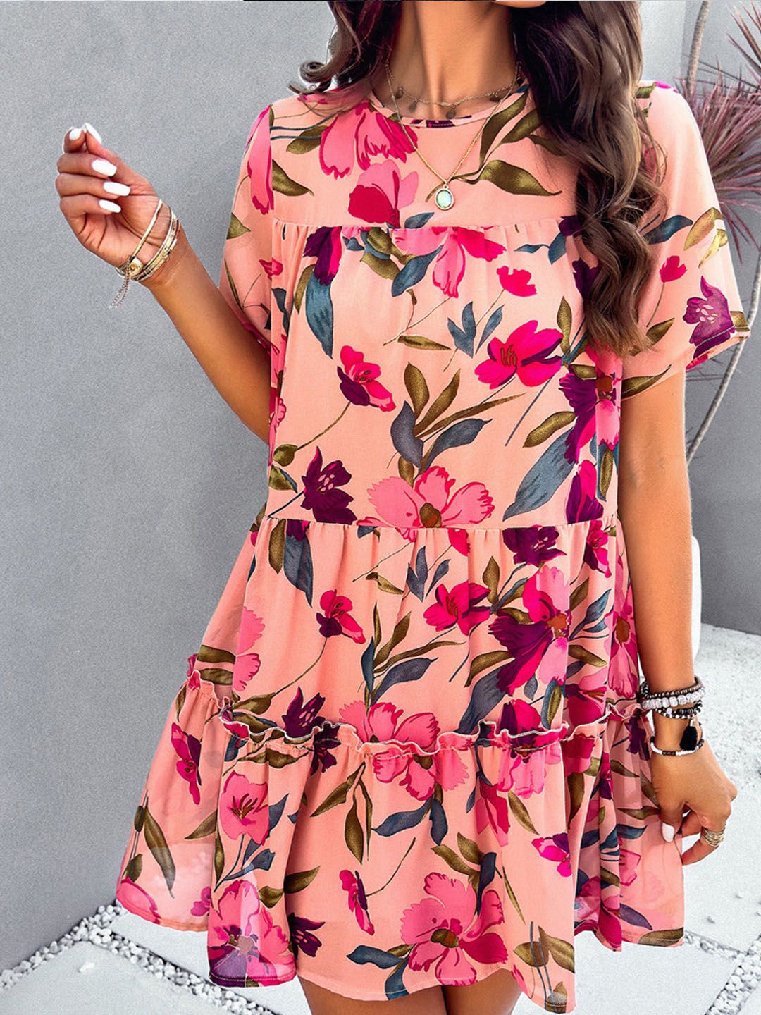 

StyleCast Women Floral Print A-Line Dress, Peach