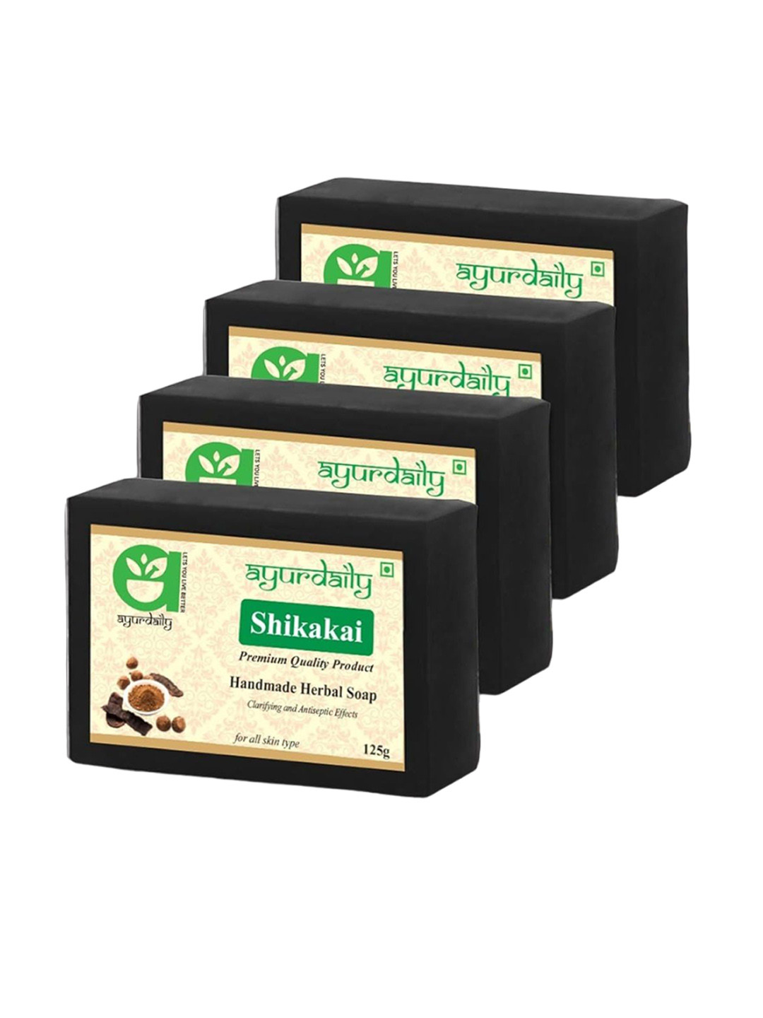 

Ayurdaily Set Of 4 Natural Shikakai Pure Glycerin Soap - 125 g Each, White