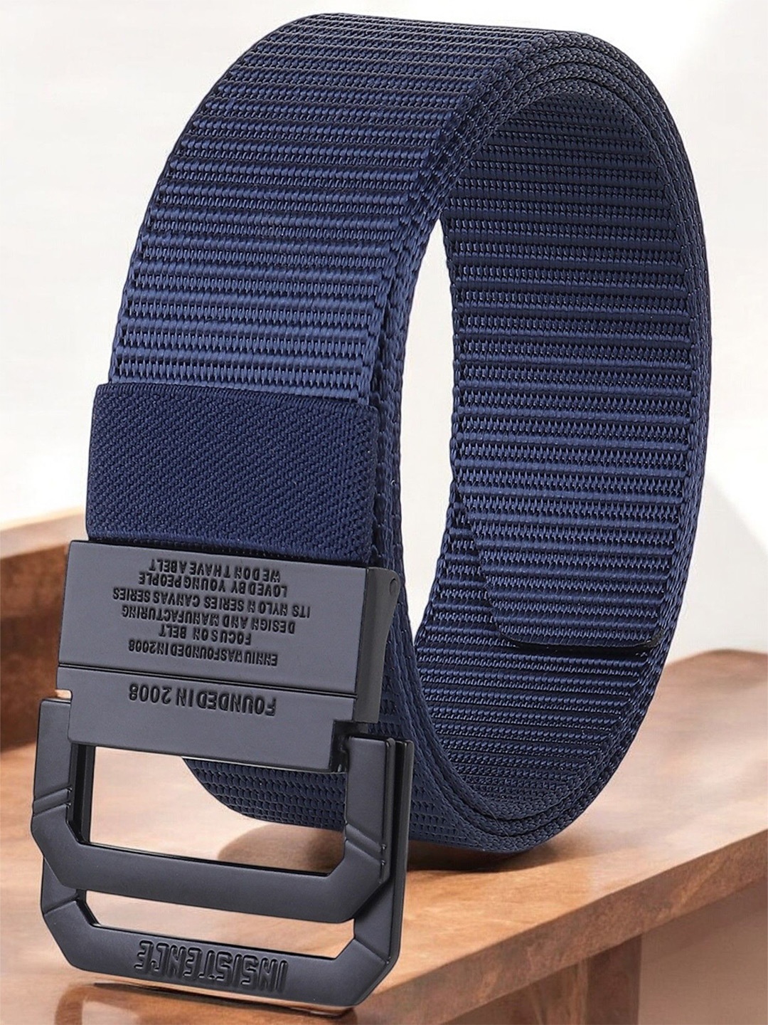 

The Roadster Lifestyle Co Men Woven Design Grip Belt, Blue
