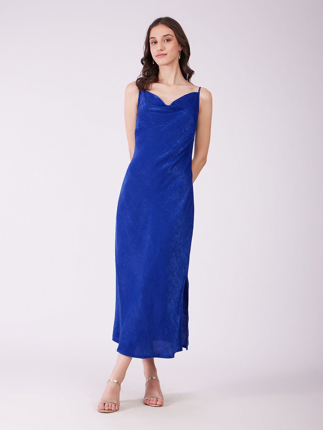 

FableStreet Women Cowl Neck Maxi Dress, Blue