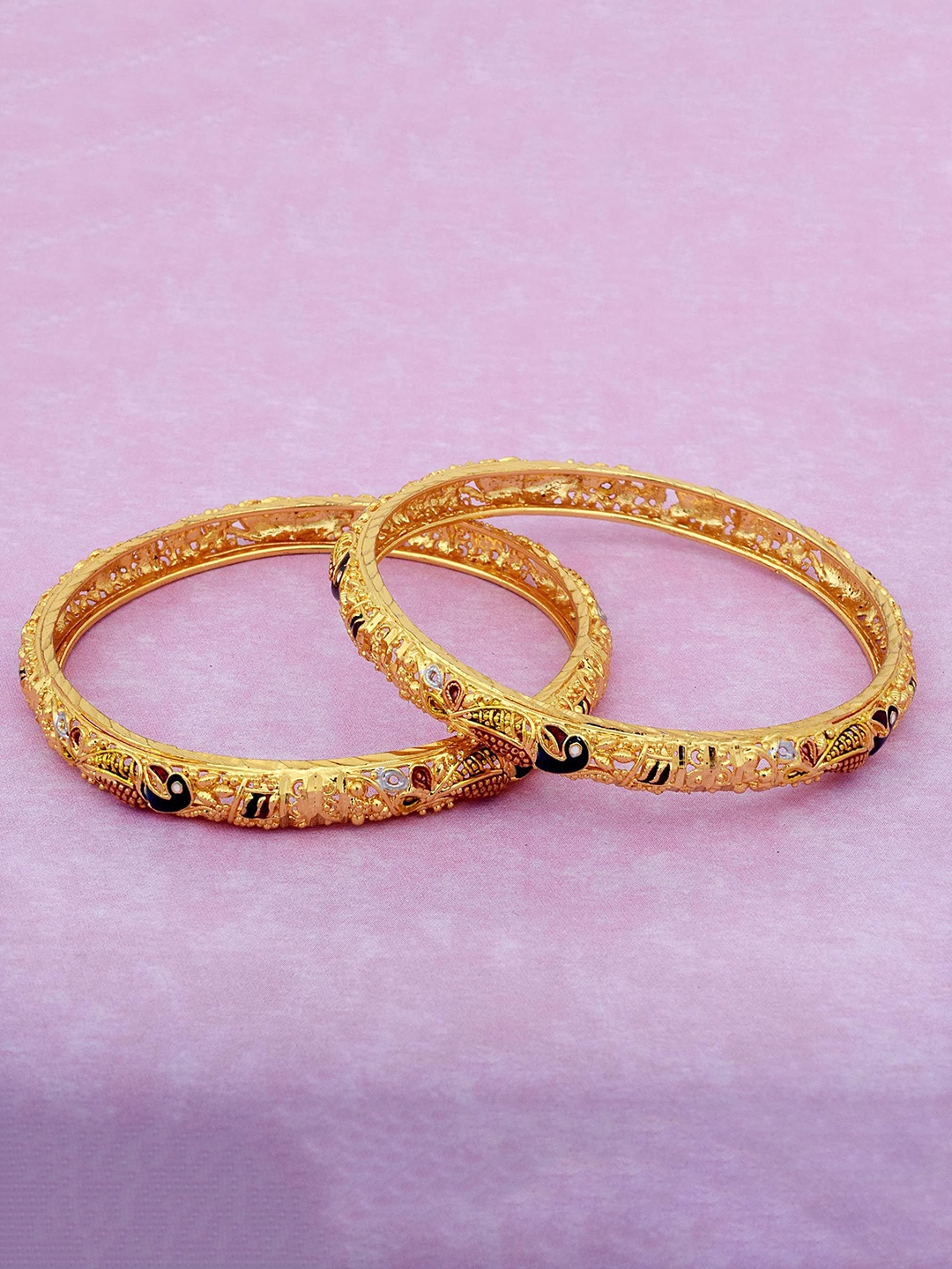 

MEMOIR Set Of 2 Gold Plated Meenakari Rajasthani Kada Bangles