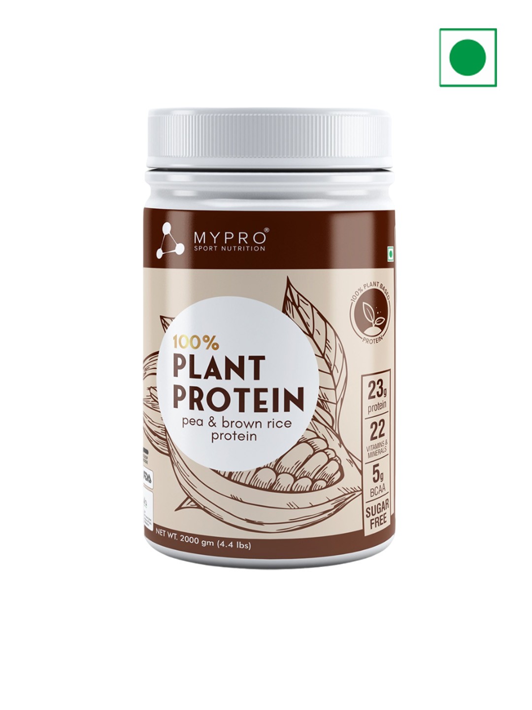 

Mypro Sport Nutrition 100% Plant Protein Powder - 2000 g -Coffee, Brown