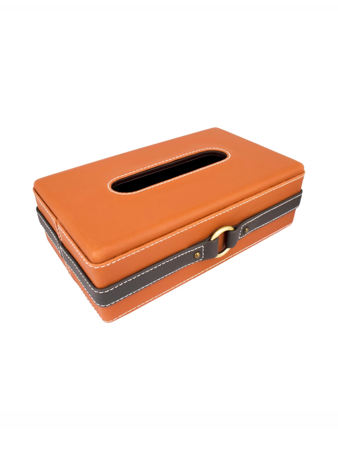 

Premsons Orange Colored & Black Leather Tissue Holder