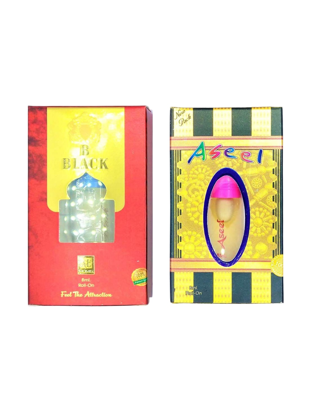 

RAVIOUR LIFESTYLE Set Of 2 Aseel & B Black Alcohol Free Roll On Attar - 8 ml Each, Transparent