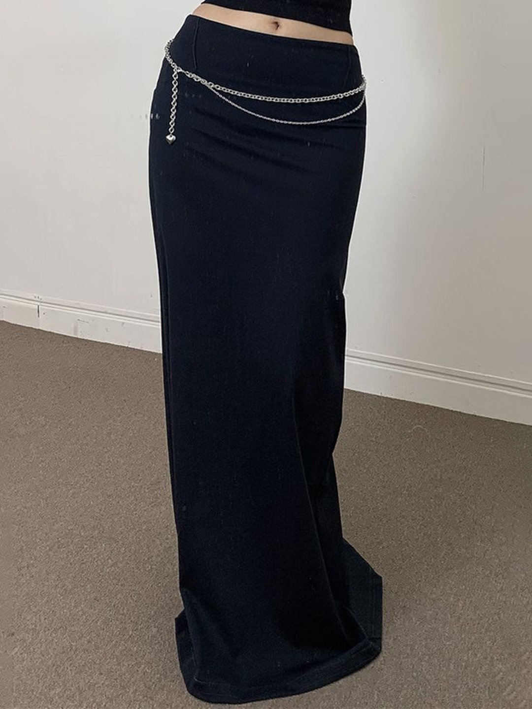 

LULU & SKY Women A-Line Maxi Slip-On Skirt, Black