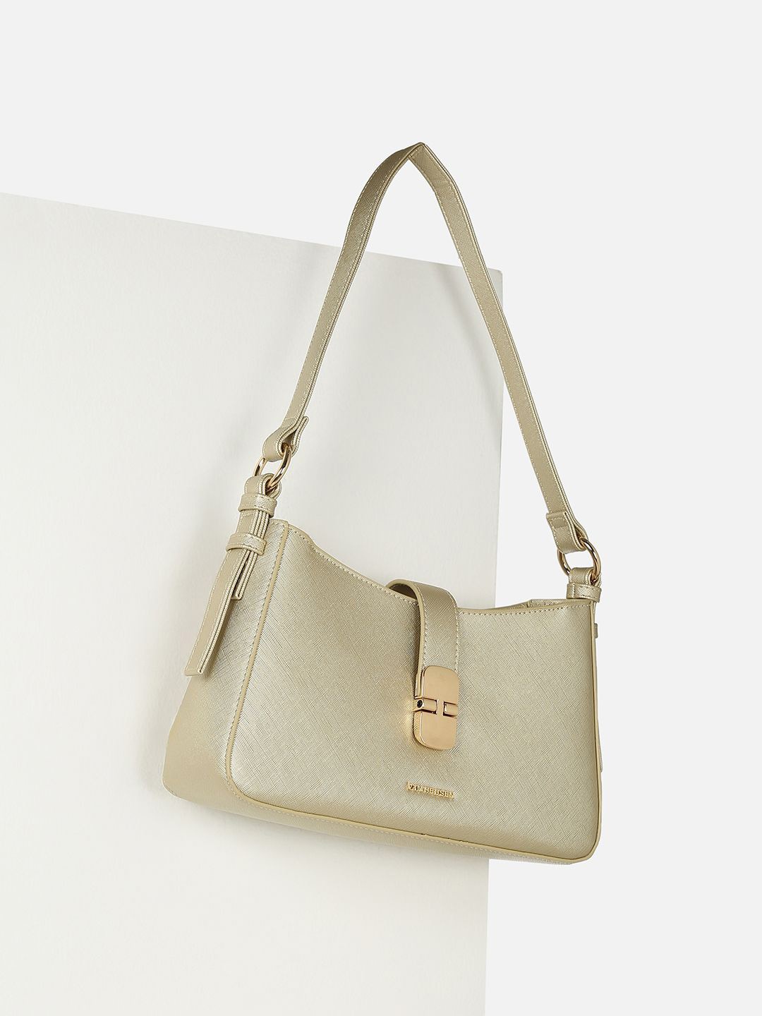

Van Heusen Woman Solid Structured Sling Bag, Beige