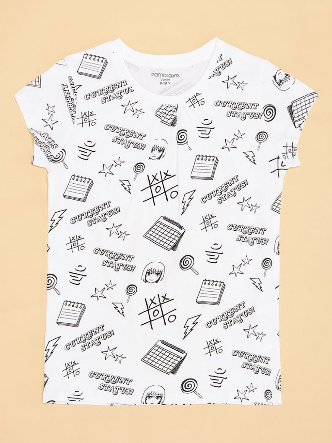 

Pantaloons Junior Girls Conversational Printed Round Neck Cotton T-shirt, White
