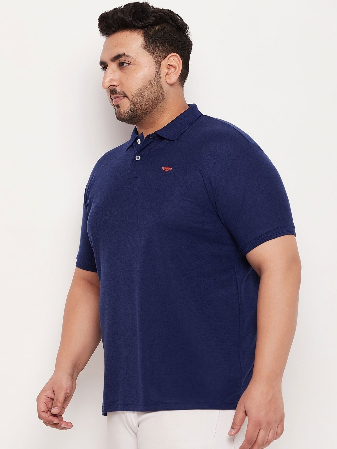 

GET GOLF Men Plus Size Solid Polo Collar Cotton T-shirt, Navy blue