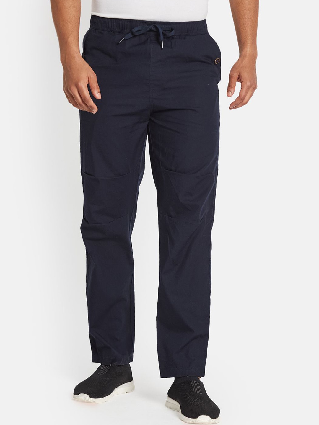 

Octave Men Cotton Mid-Rise Regular Trousers, Navy blue