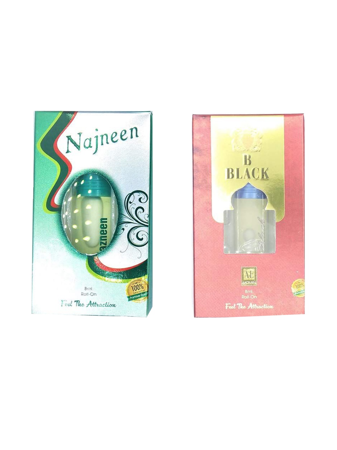 

RAVIOUR LIFESTYLE Feel The Attraction Set Of 2 B Black & Nazneen Roll On Attar - 8ml Each, Transparent