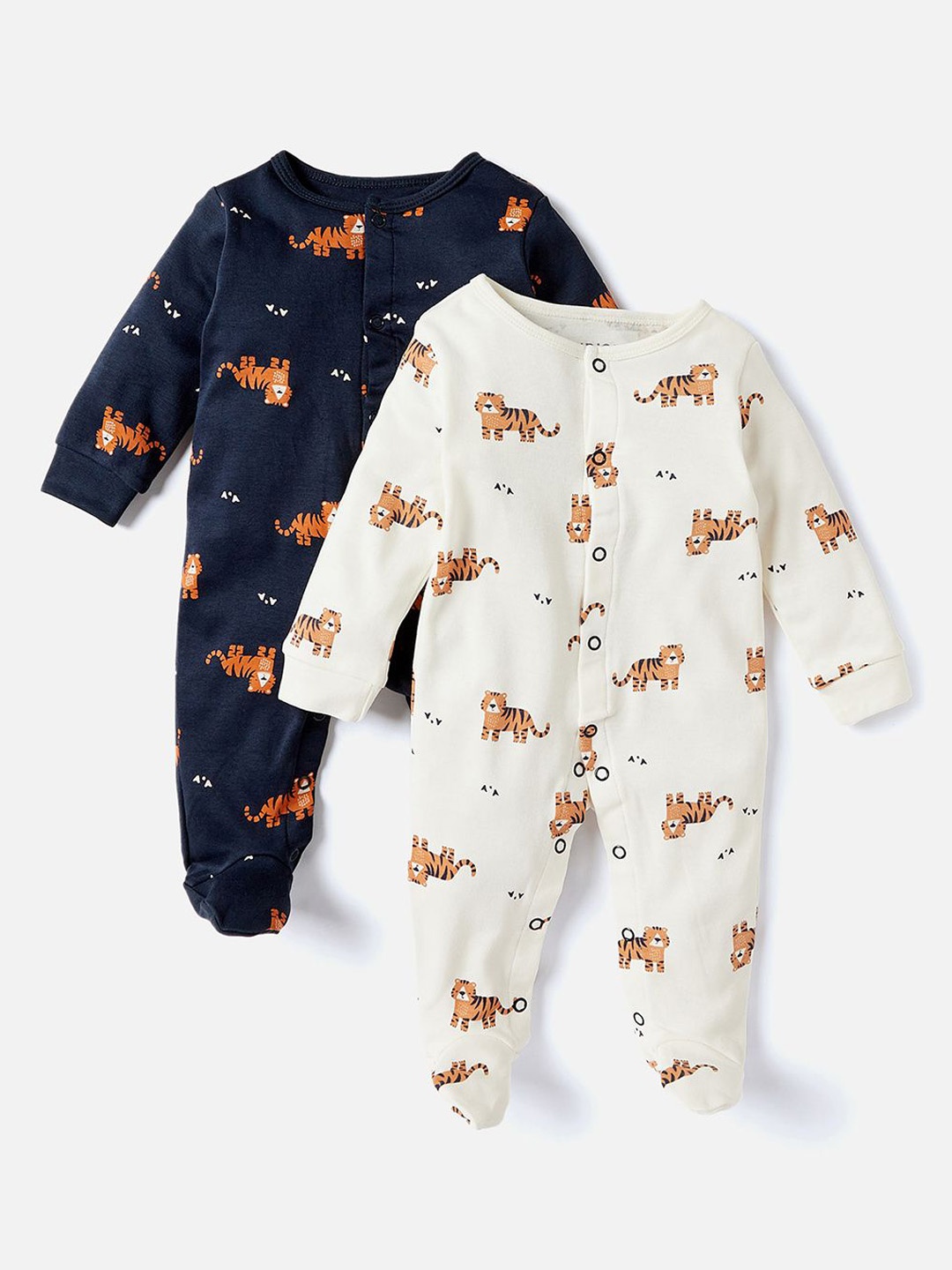

Juniors by Babyshop Boys Pack of 2 Printed Cotton Sleepsuit, White