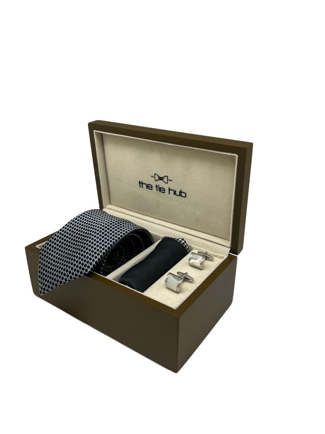 

The Tie Hub Men Tie, Cufflinks, Pocket Square Accessory Gift Set, Navy blue