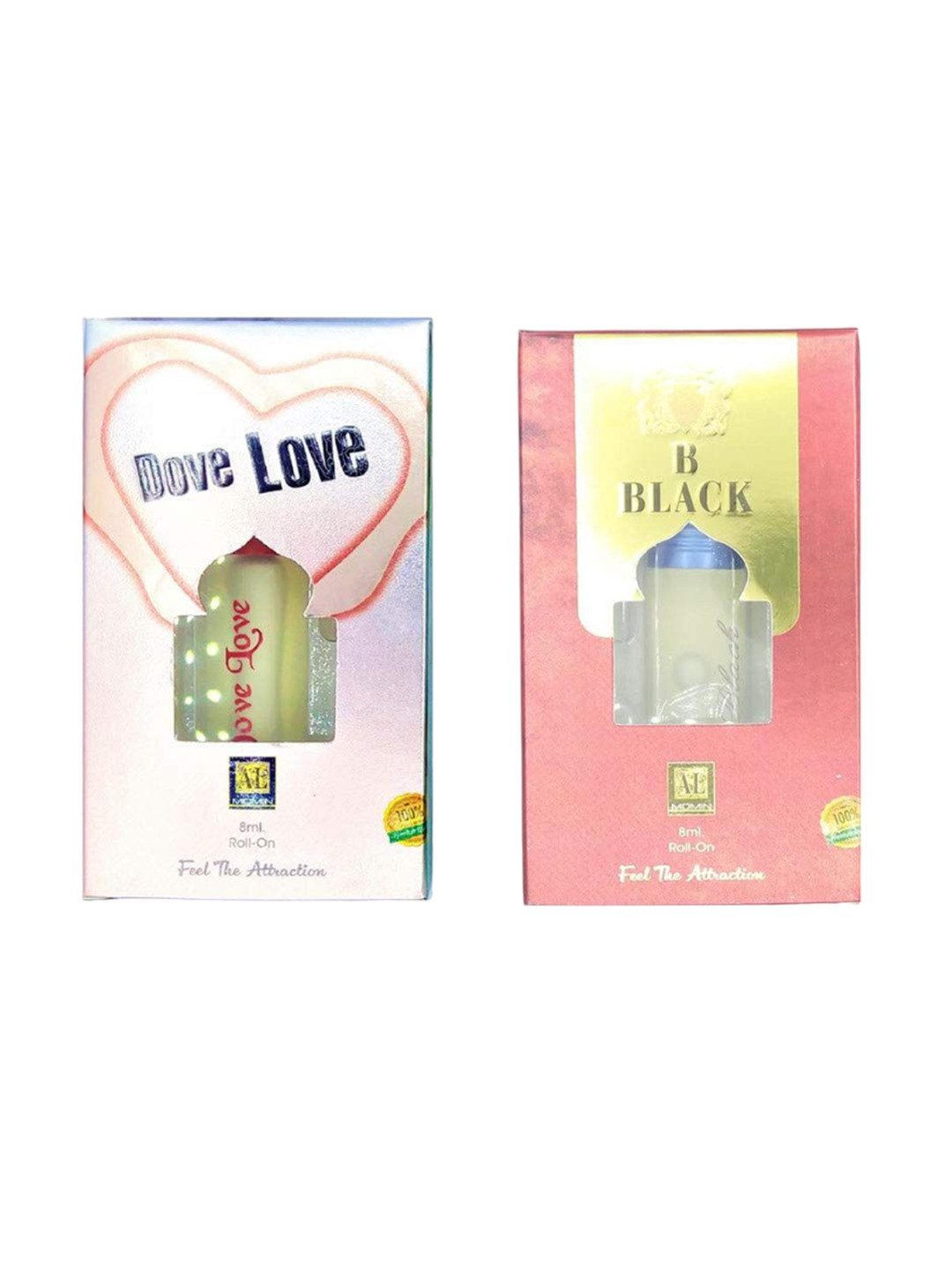 

RAVIOUR LIFESTYLE Set Of 2 B Black & Dove Love Alcohol-Free Roll On Attar - 8 ml Each, Transparent