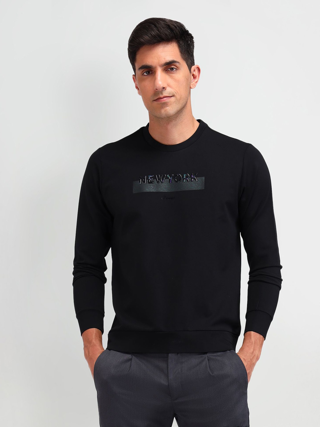 

Arrow New York Men Graphic Printed Pullover Sweatshirt, Black