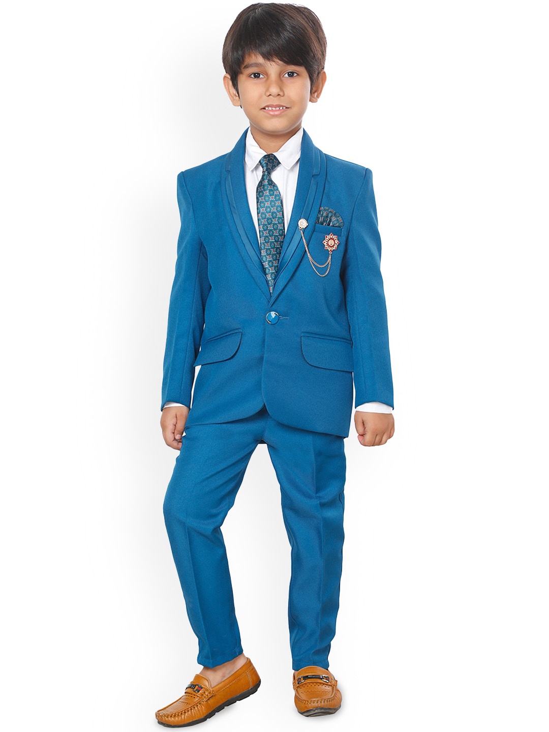 

BAESD Boys 5 Piece Single-Breasted Suits, Turquoise blue