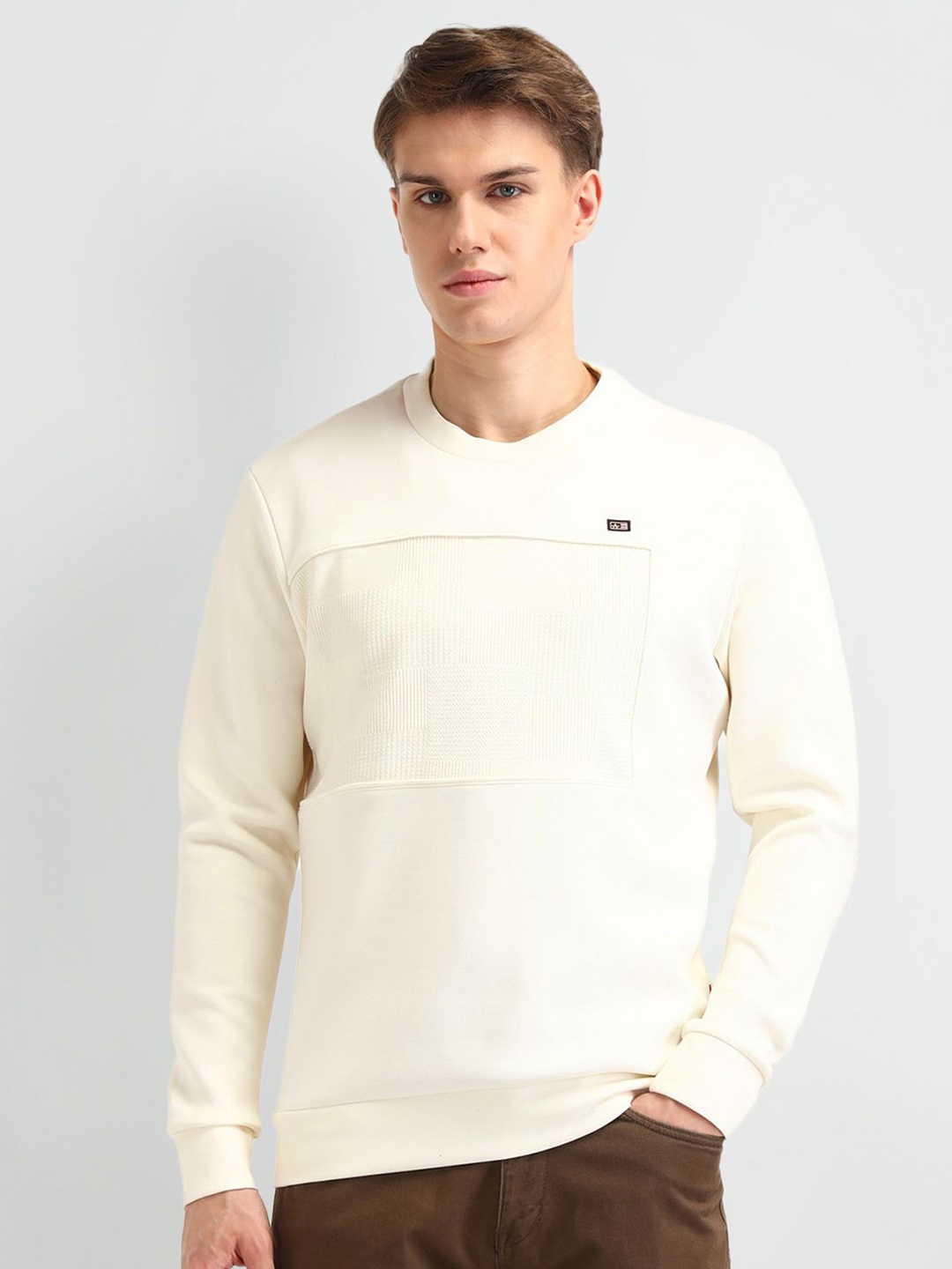 

Arrow Sport Men Round Neck Cotton Sweatshirt, Cream