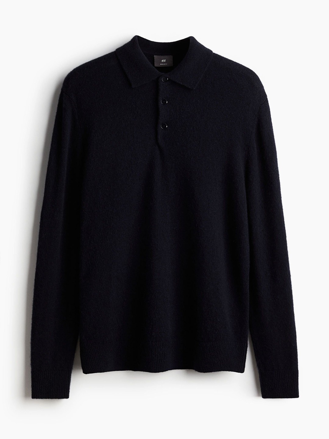 

H&M Men Wool Polo Jumper, Black