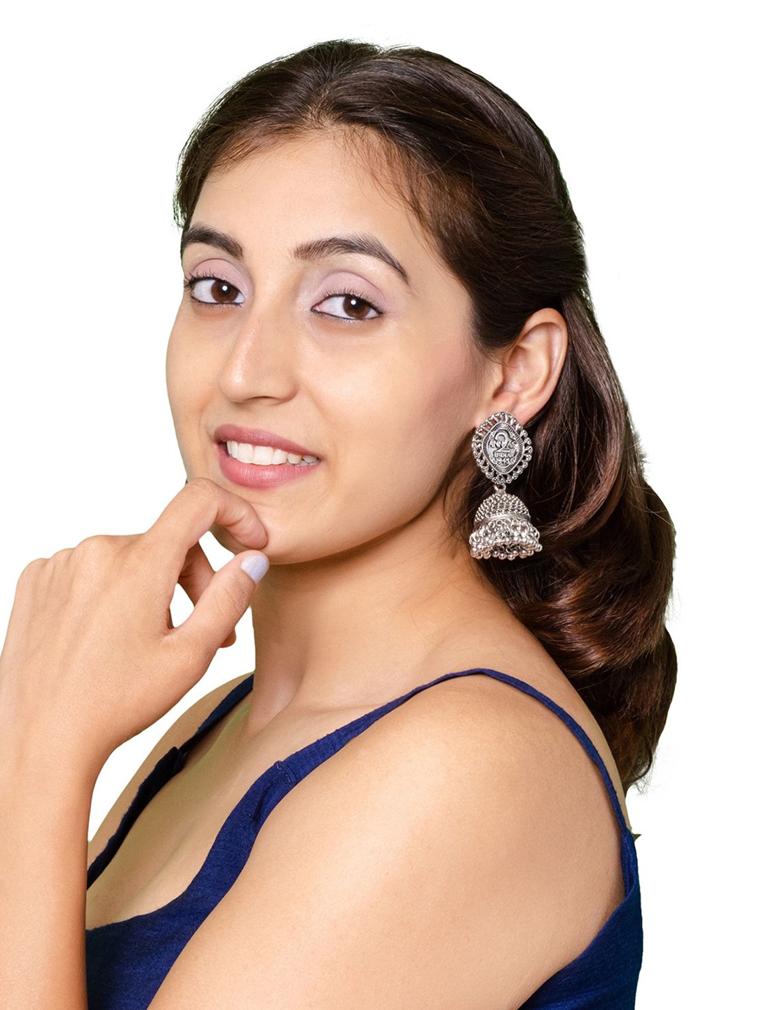 

Shining Jewel - By Shivansh Silver-Plated Contemporary Jhumkas Earrings