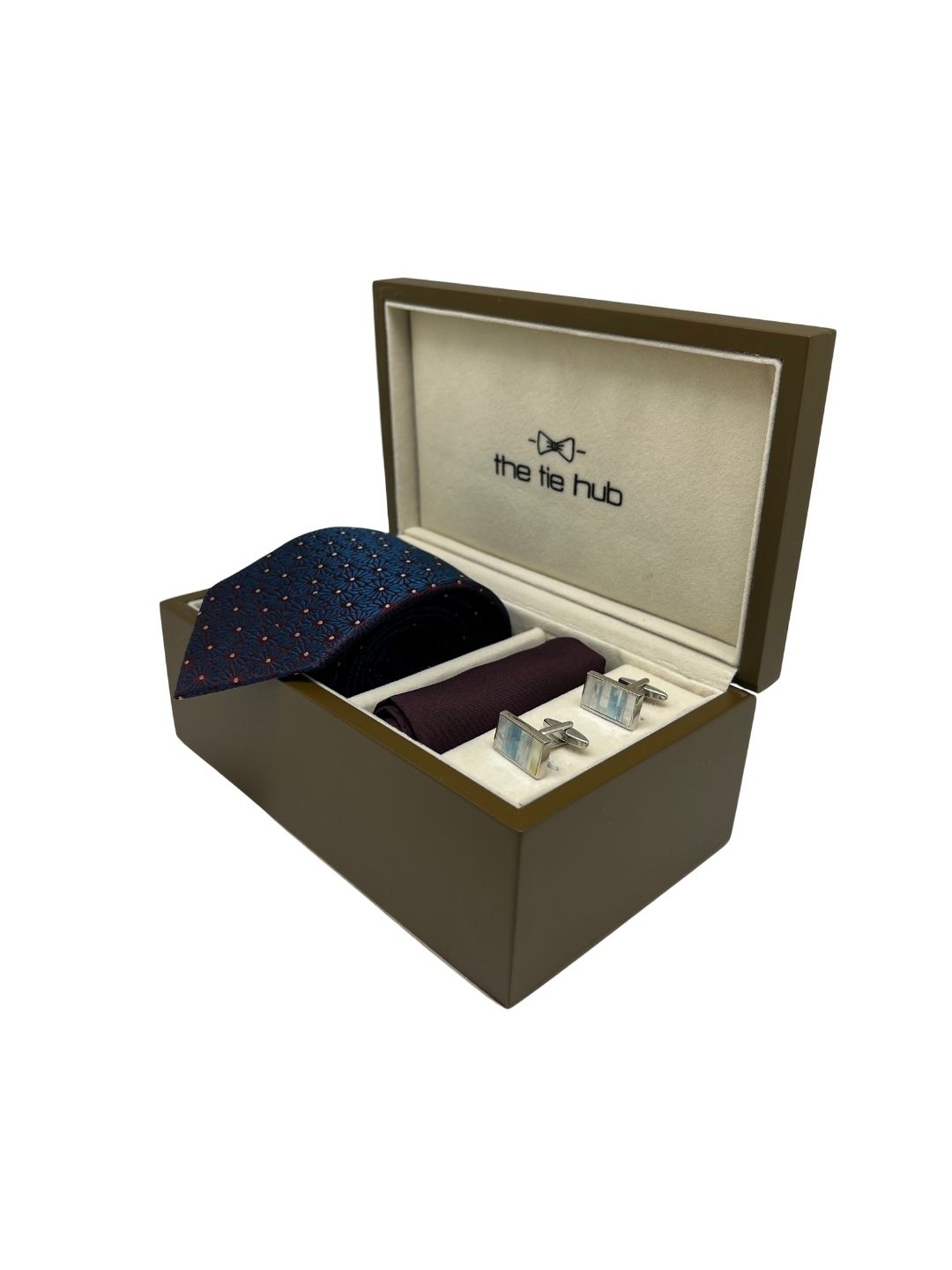 

The Tie Hub Men Tie, Cufflinks, Pocket Square Accessory Gift Set, Blue