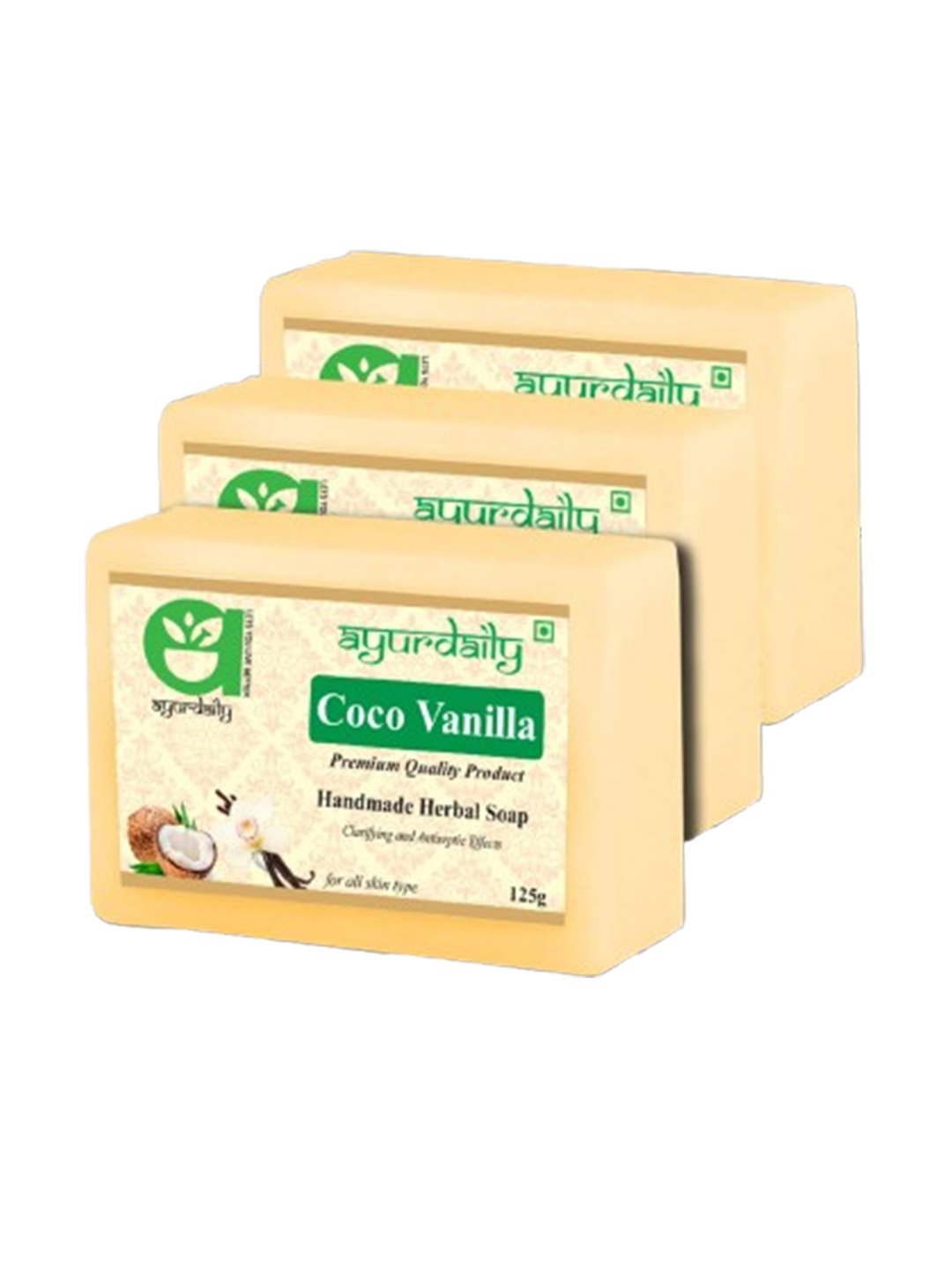 

Ayurdaily Set Of 3 Coco Vanilla Soap- 125 g Each, Multi
