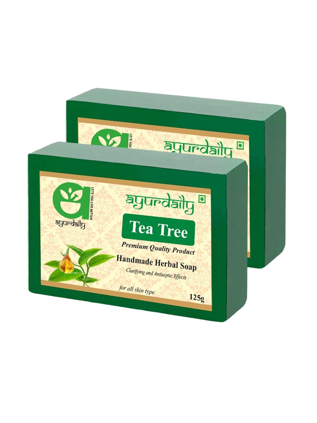 

Ayurdaily Set Of 2 Natural Tea Tree Herbal Soap - 125 g Each, White