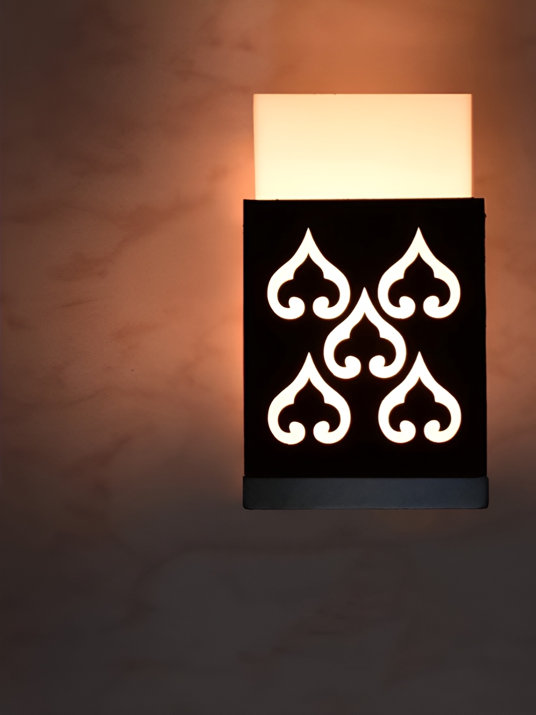 

Gojeeva Black Textured Wooden Square Shaped Wall Lamp