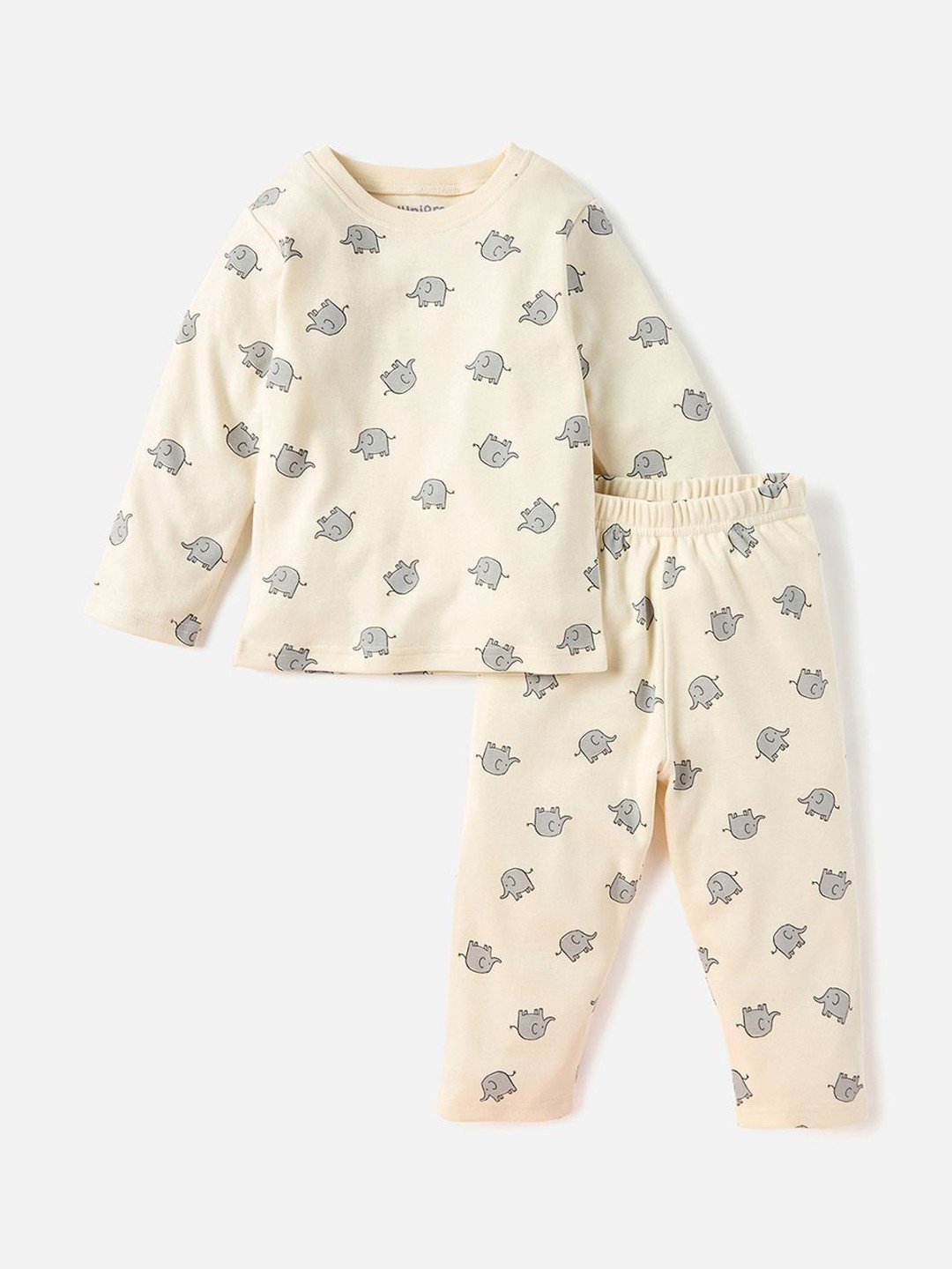 

Juniors by Babyshop Pure Cotton Printed Night Suits, Cream