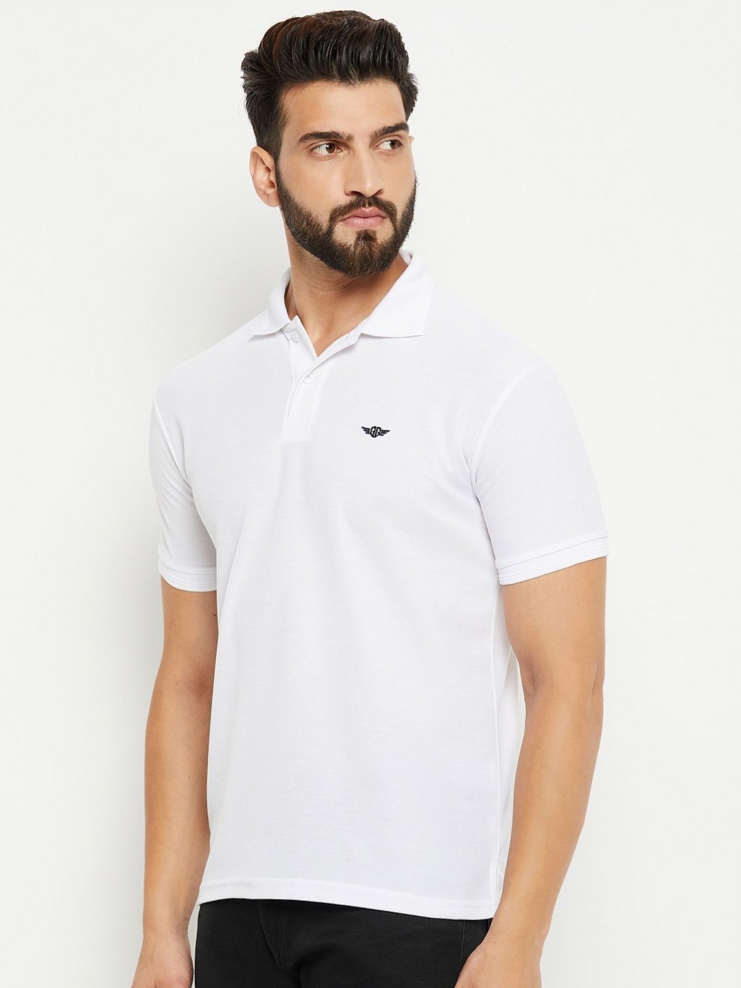 

GET GOLF Men Solid Polo Collar Cotton T-shirt, White