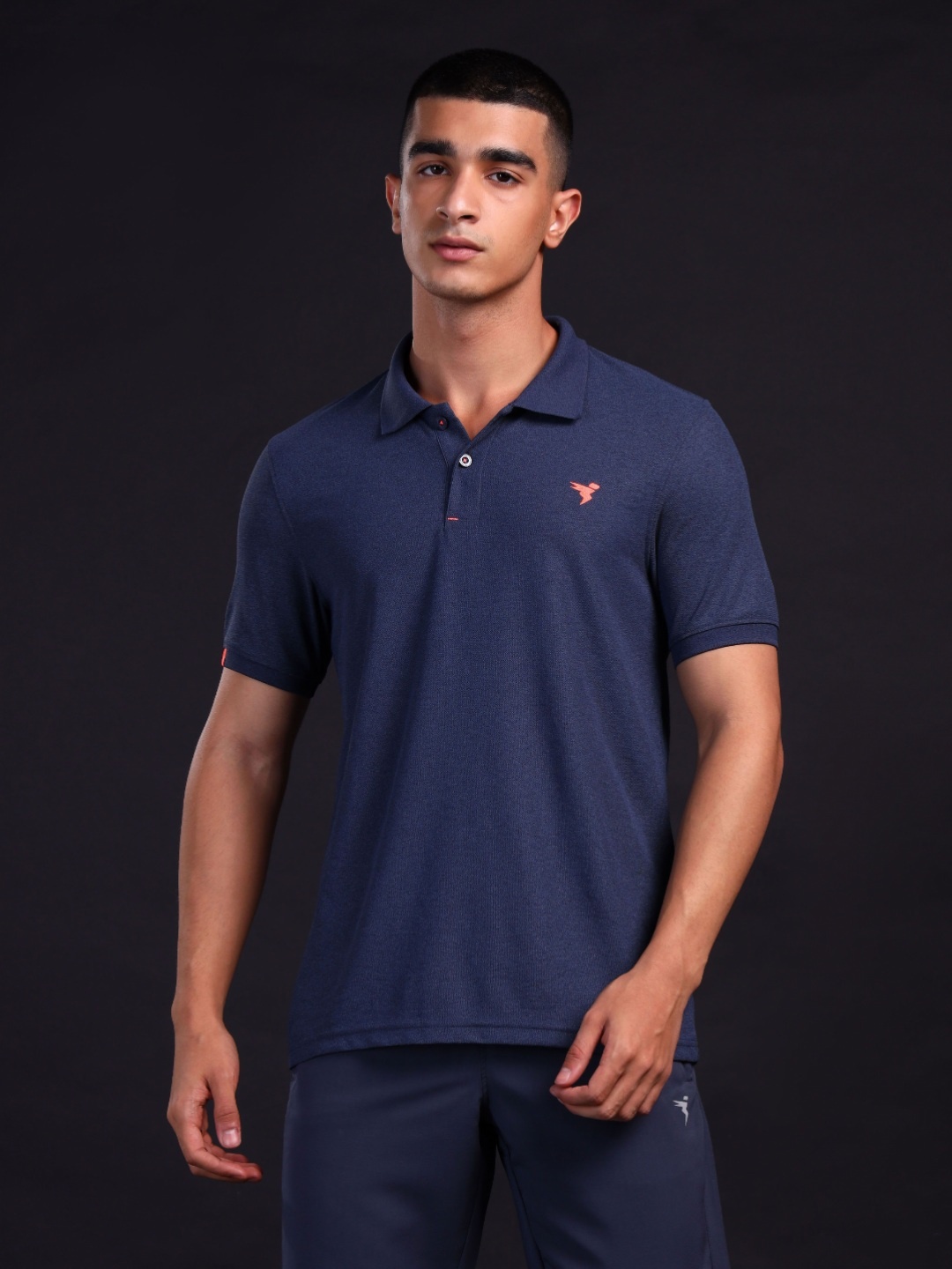 

Technosport Men Polo Collar Anti Static Slim Fit T-shirt, Navy blue