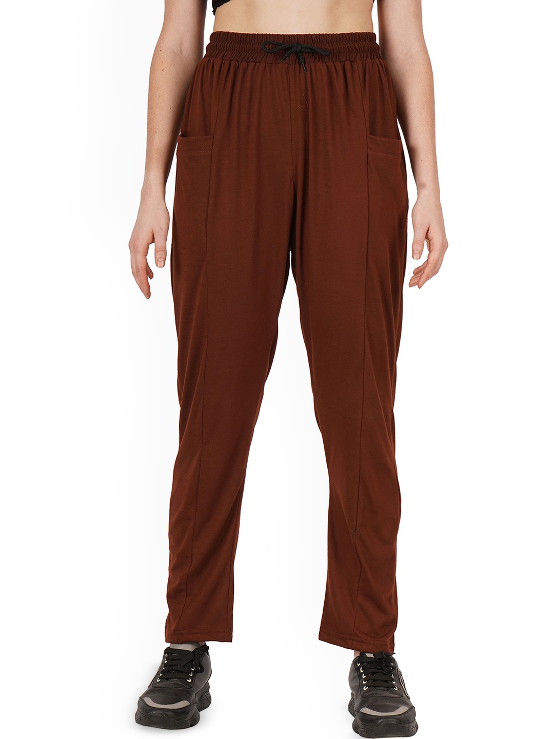 

Fashionable Women Cotton Mid Rise Track Pants, Brown