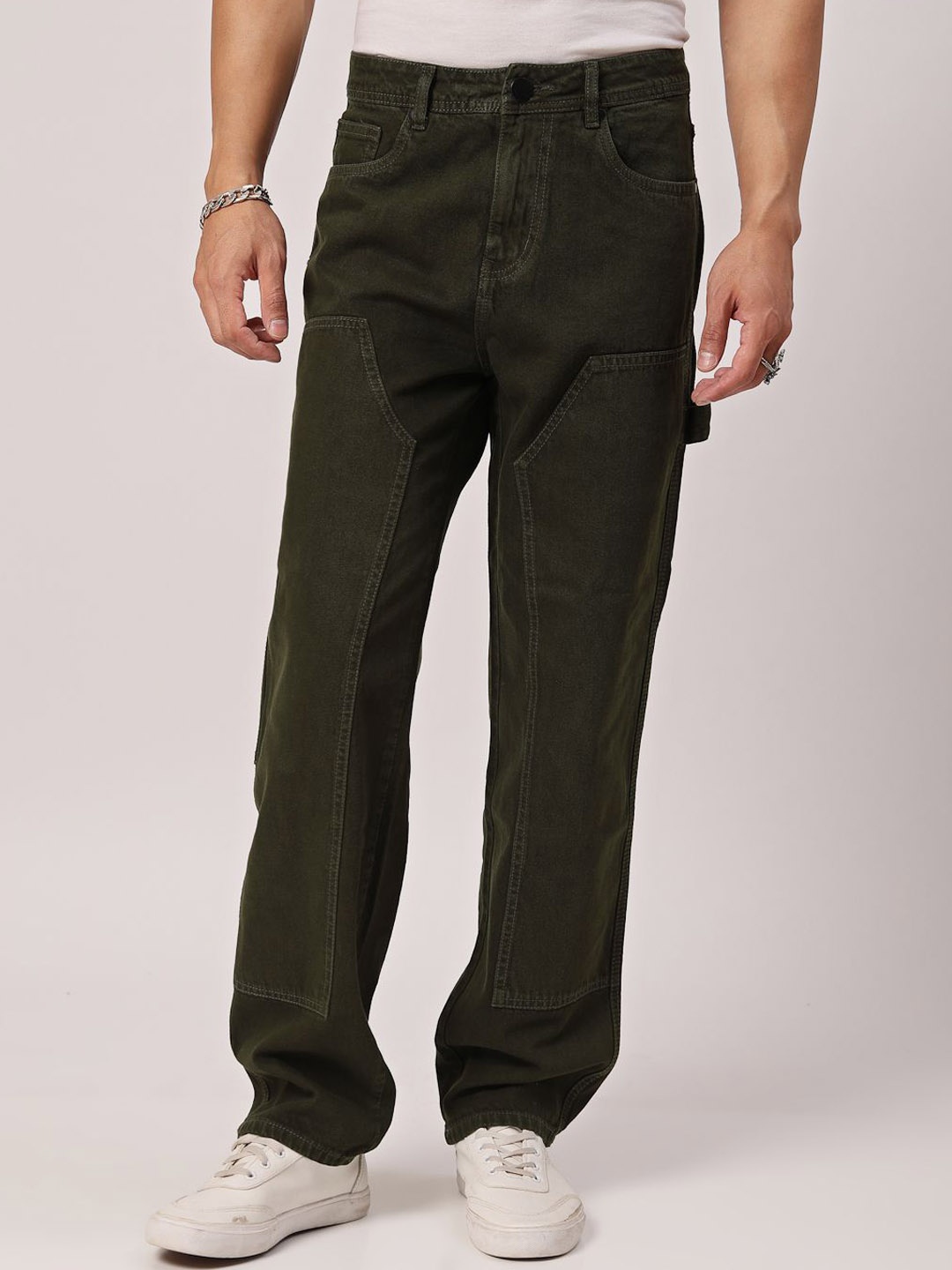 

Style Quotient Men Cotton Relaxed Fit Jeans, Olive