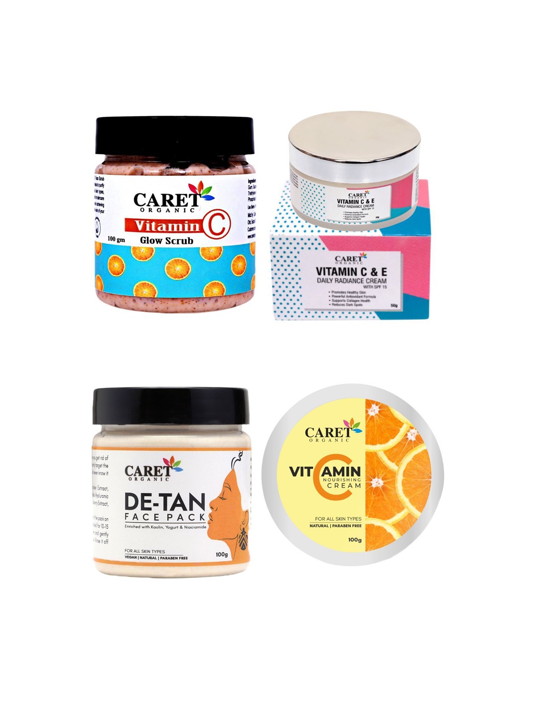 

CARET ORGANIC Set of 4 Skin Care Combo, White