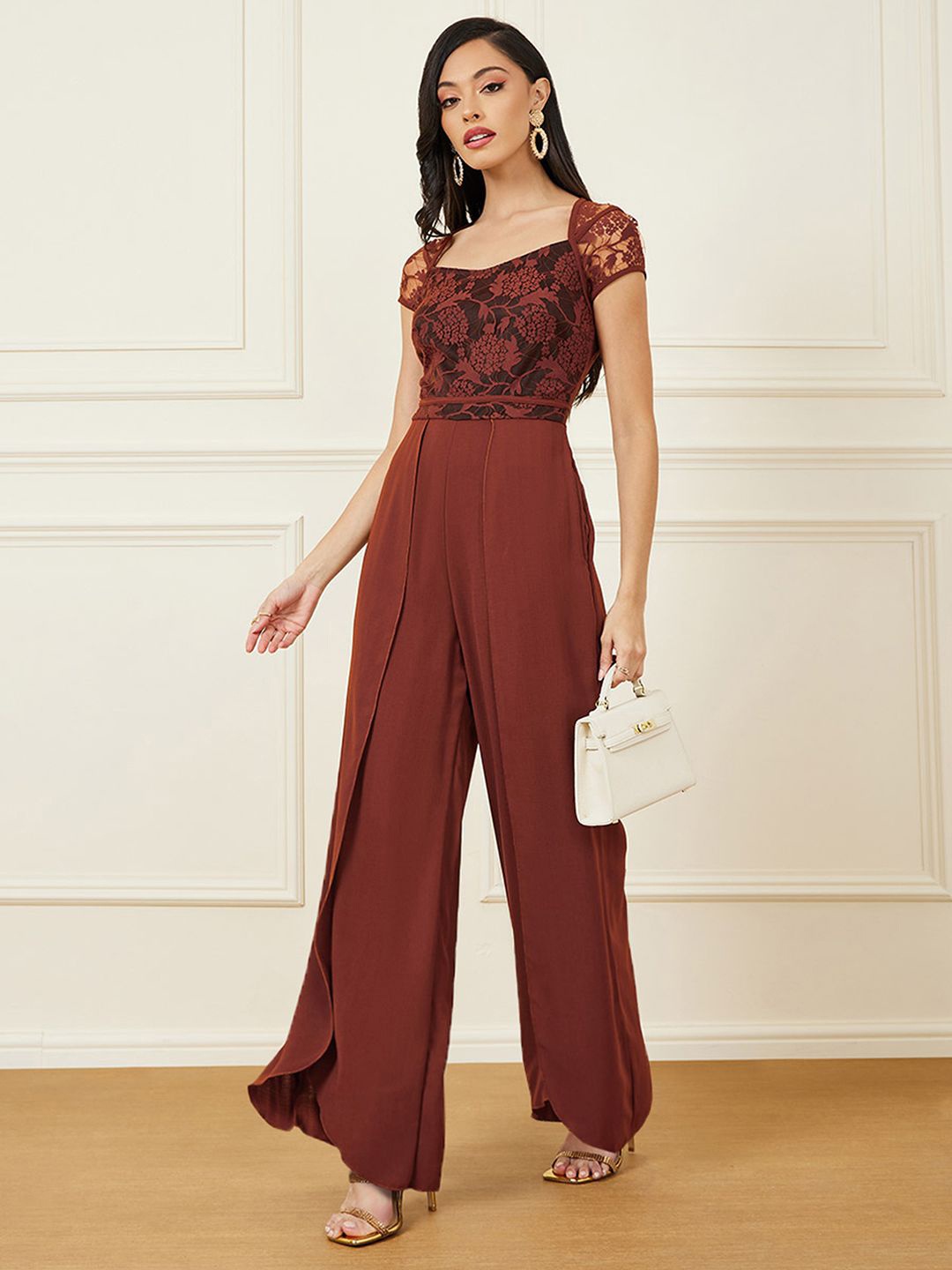 

Miss Chase Printed Basic Jumpsuit, Rust