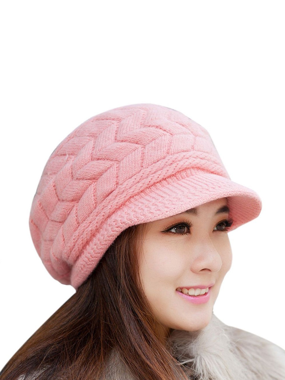 

Alexvyan Women Self Design Beanie, Pink