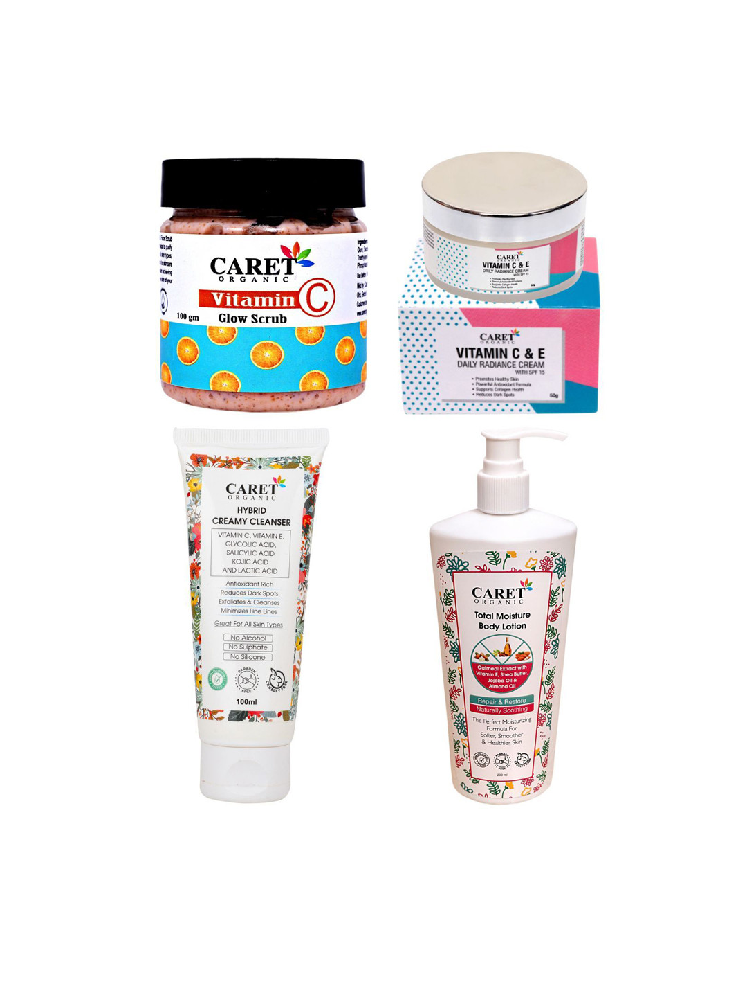 

CARET ORGANIC Set of 4 Skin Care Combo, White