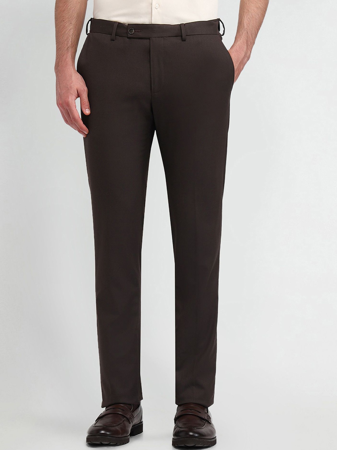 

Arrow Men Urban Slim Mid-Rise Formal Trousers, Brown