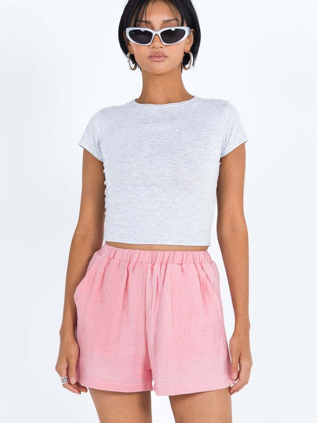 

LULU & SKY Women Loose Fit High-Rise Shorts, Pink