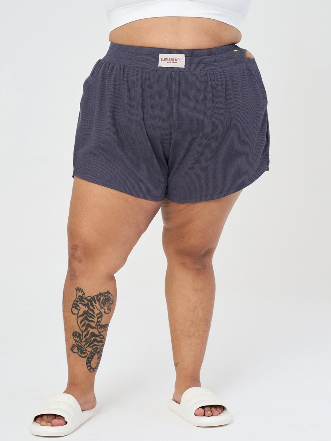 

SPIRIT ANIMAL Women Plus Size Mid-Rise Lounge Shorts, Grey