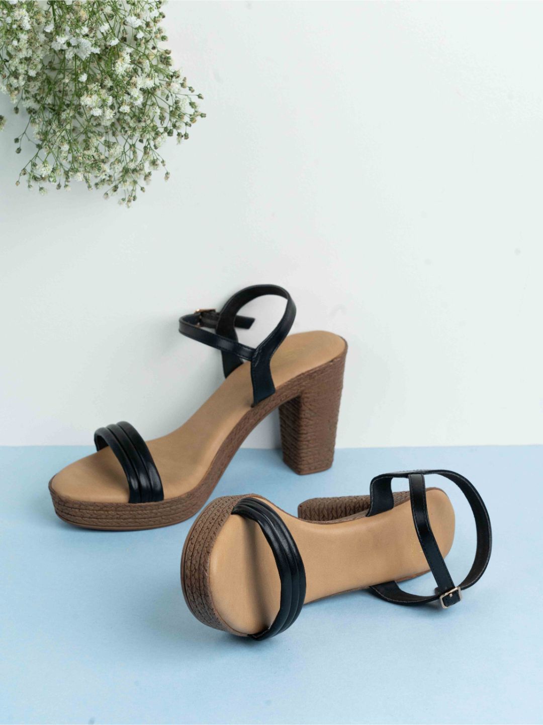 

Inc 5 Party Women Open Toe Block Heeled Sandals with Buckles, Black