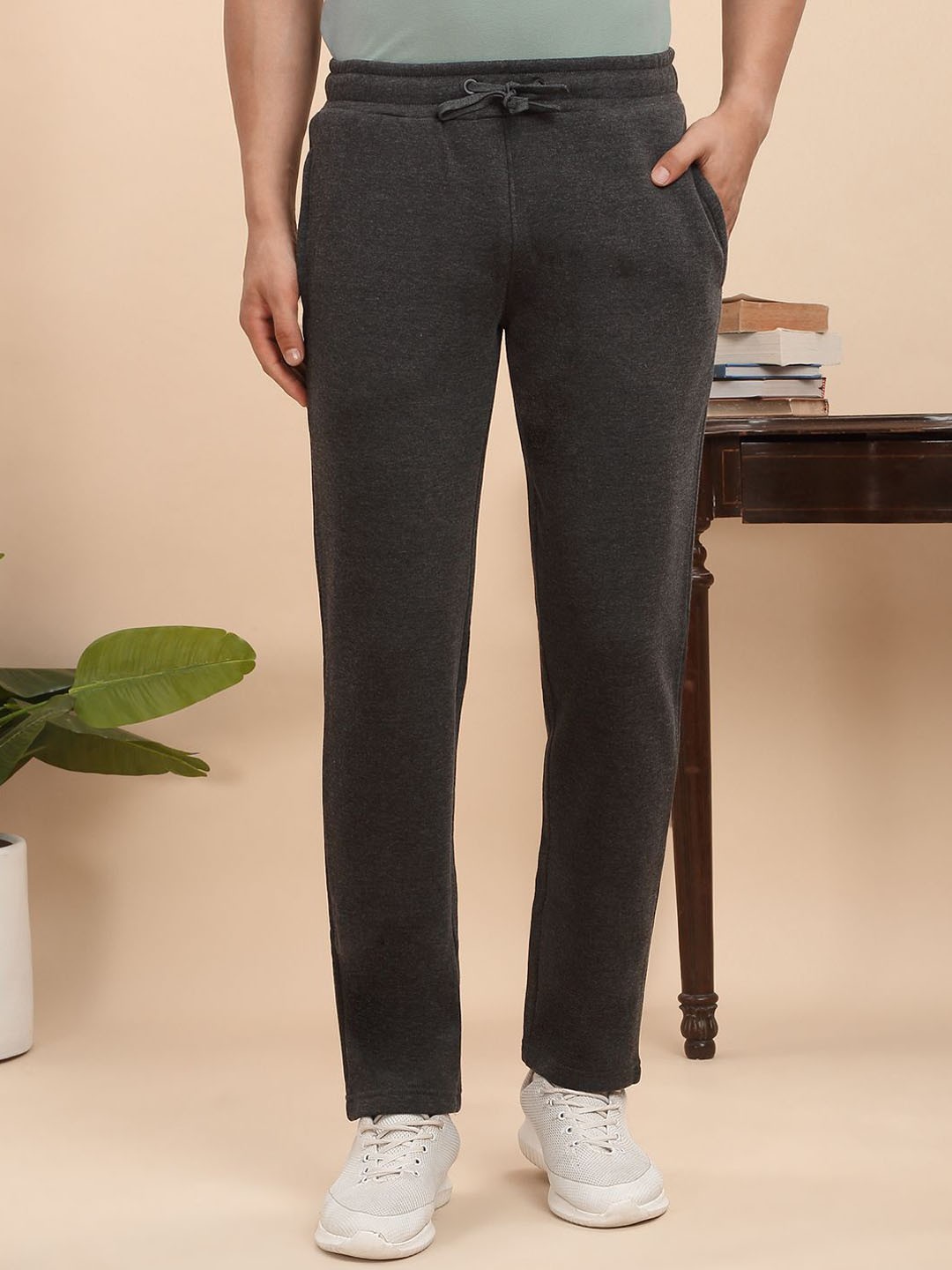 

Sweet Dreams Men Cotton Regular Fit Mid-Rise Track Pants, Charcoal