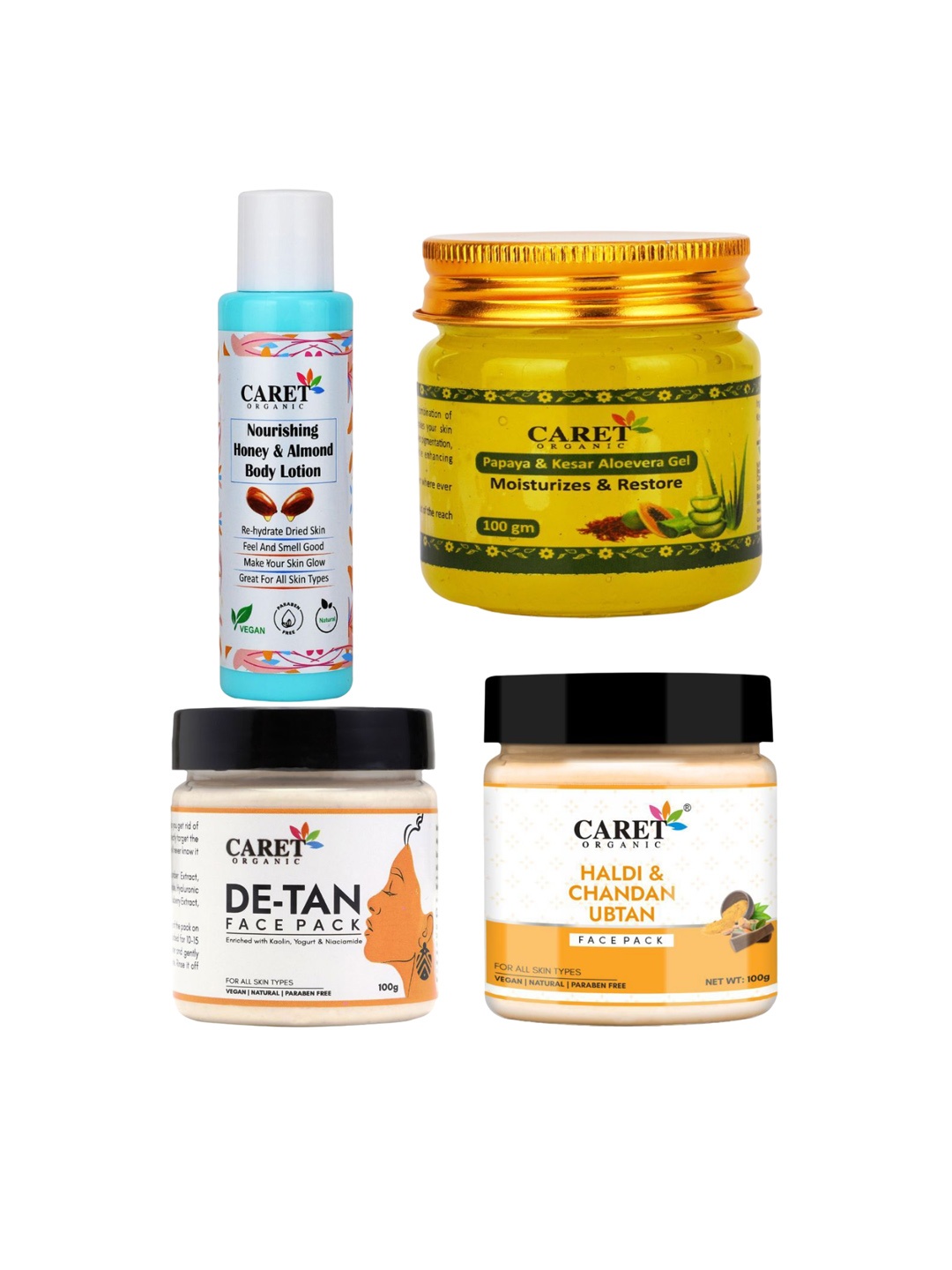 

CARET ORGANIC Set Of 4 Skin Care Combo, White