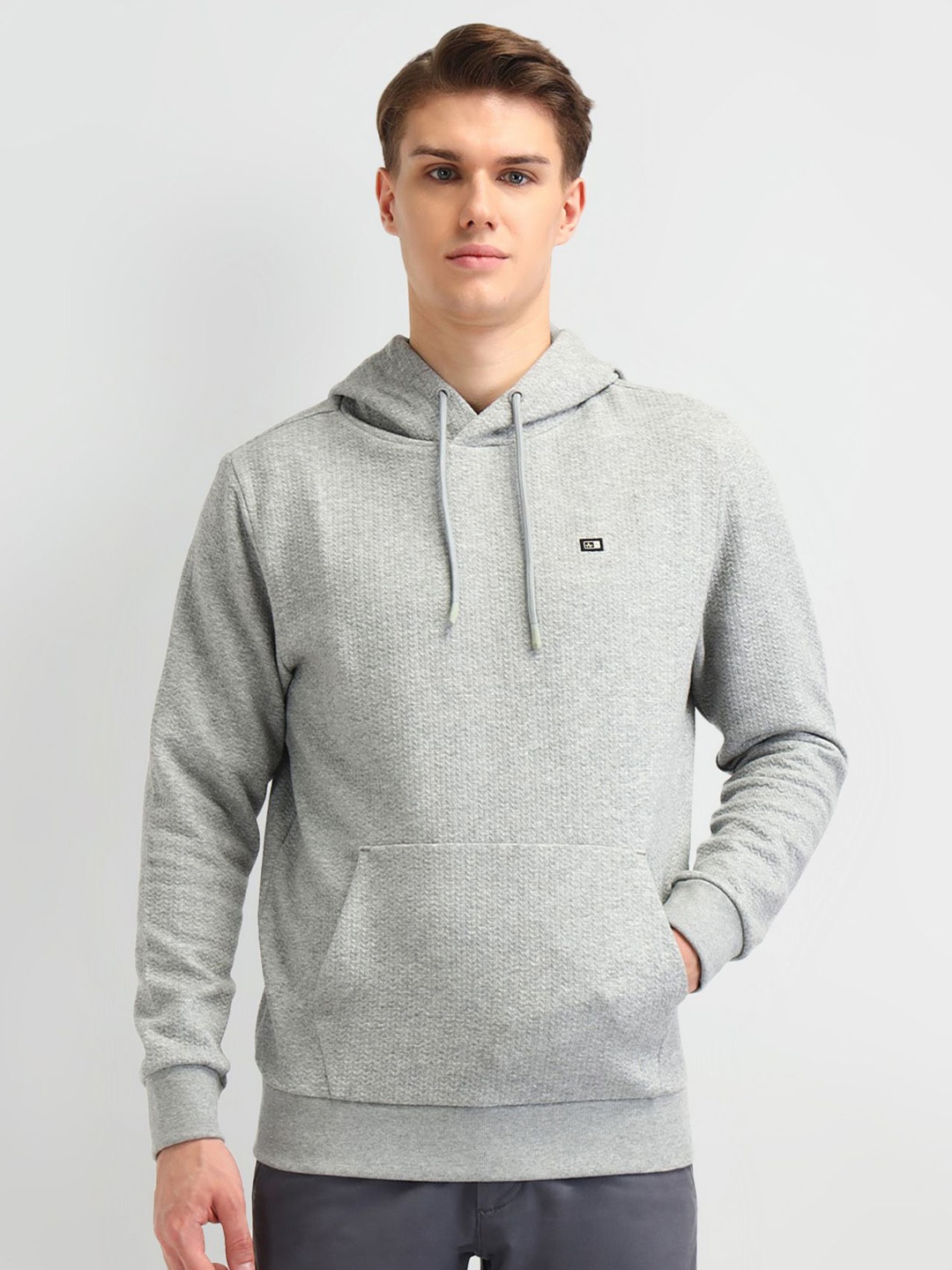 

Arrow Sport Men Cotton Hooded Sweatshirt, Grey