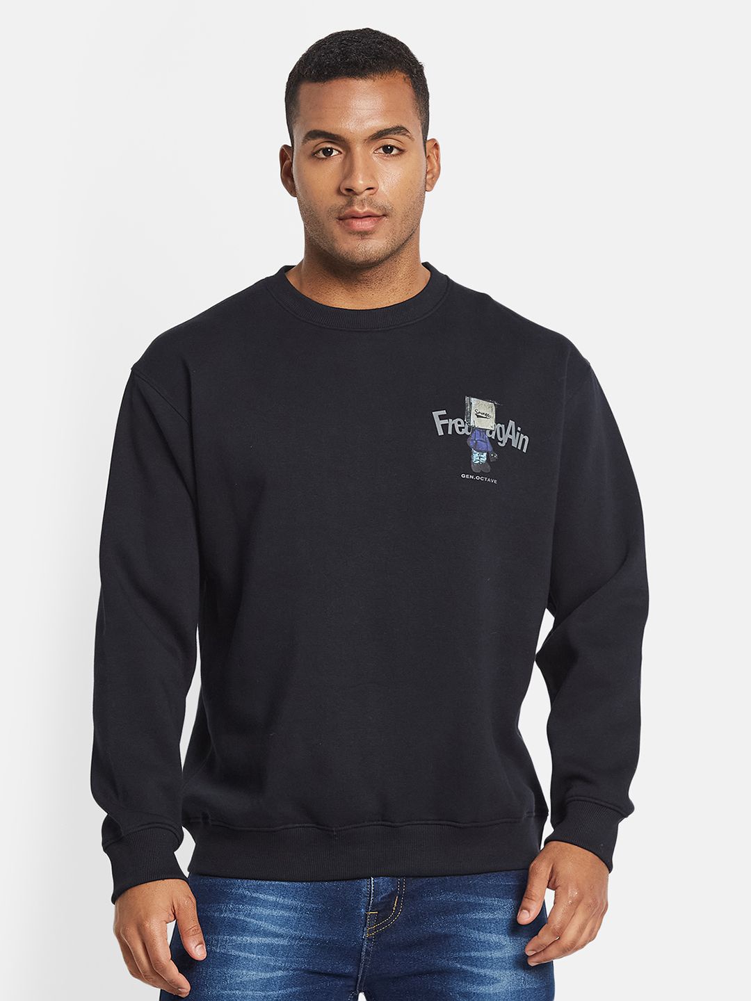 

Octave Men Graphic Printed Sweatshirt, Navy blue