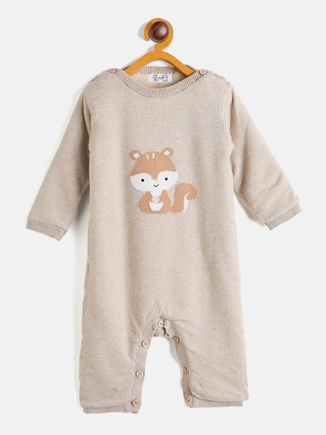 

JWAAQ Kids Printed Cotton Rompers, Beige