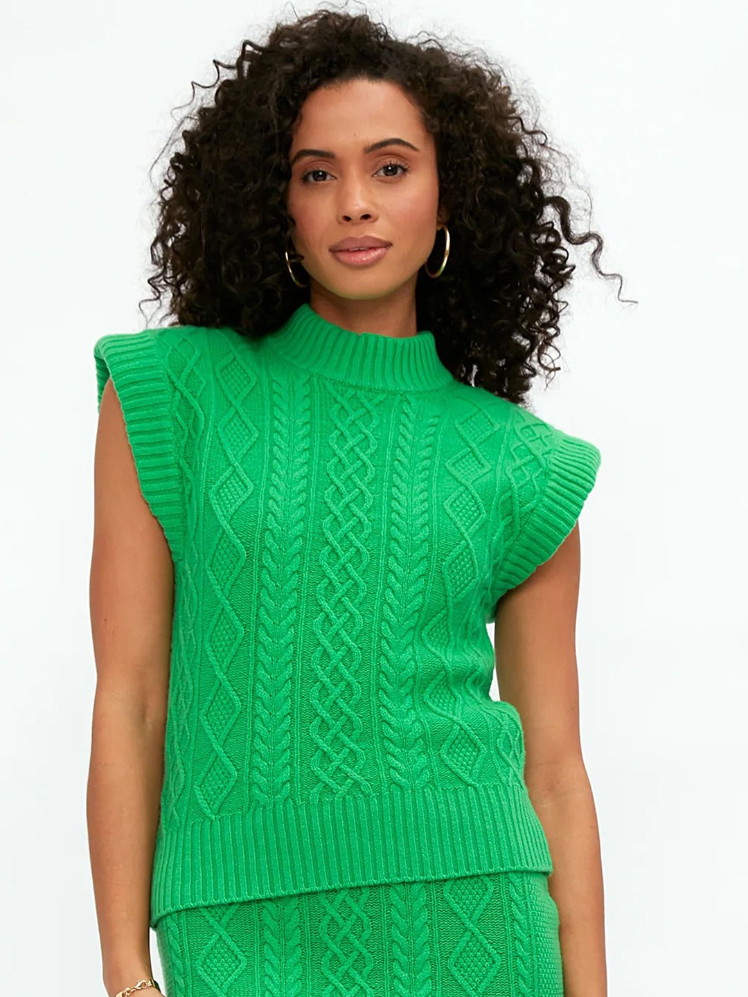 

LULU & SKY Women Self Design Cable Knit Pullover, Green