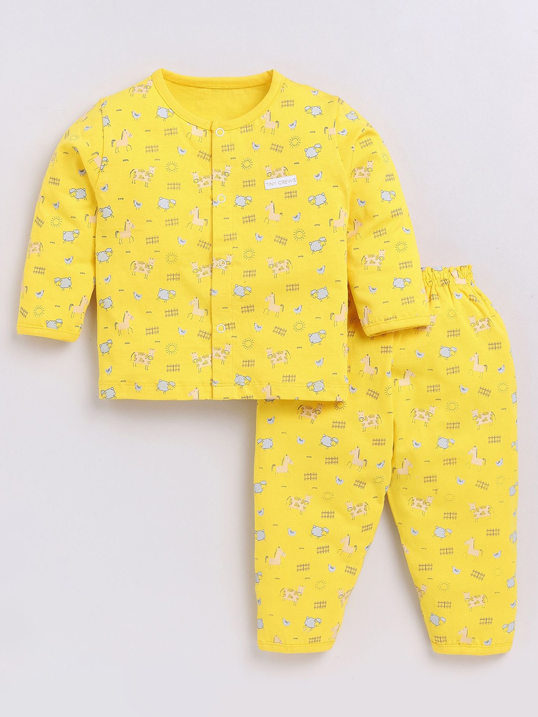 

Dollar Boys Printed Round Neck Long Sleeves Shirt With Trouser, Yellow